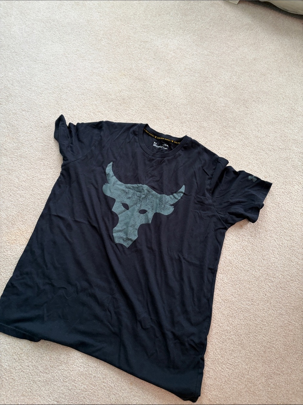 Under Armour Black Tee with Faded Gray Bull Graphic